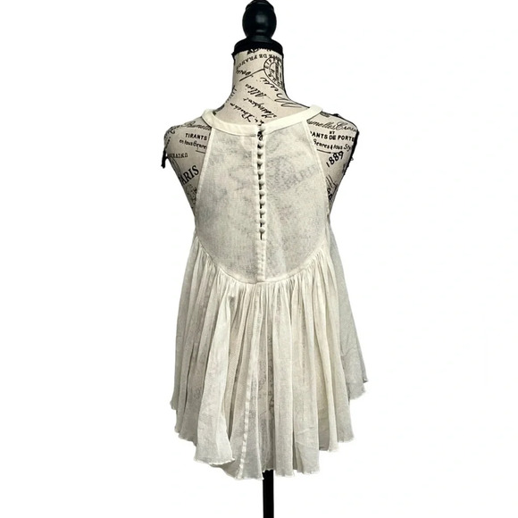 Free People Beaded Mesh Sheer Babydoll Tunic Blouse Sequin Beaded S Boho Peasent - Picture 3 of 10